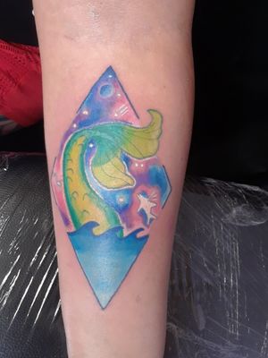 Color stylized mermaid tail in space