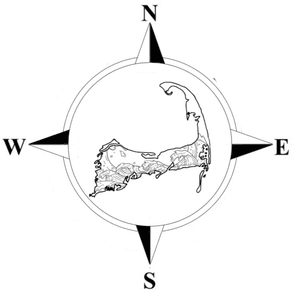 Cape outline with waves and compass rose