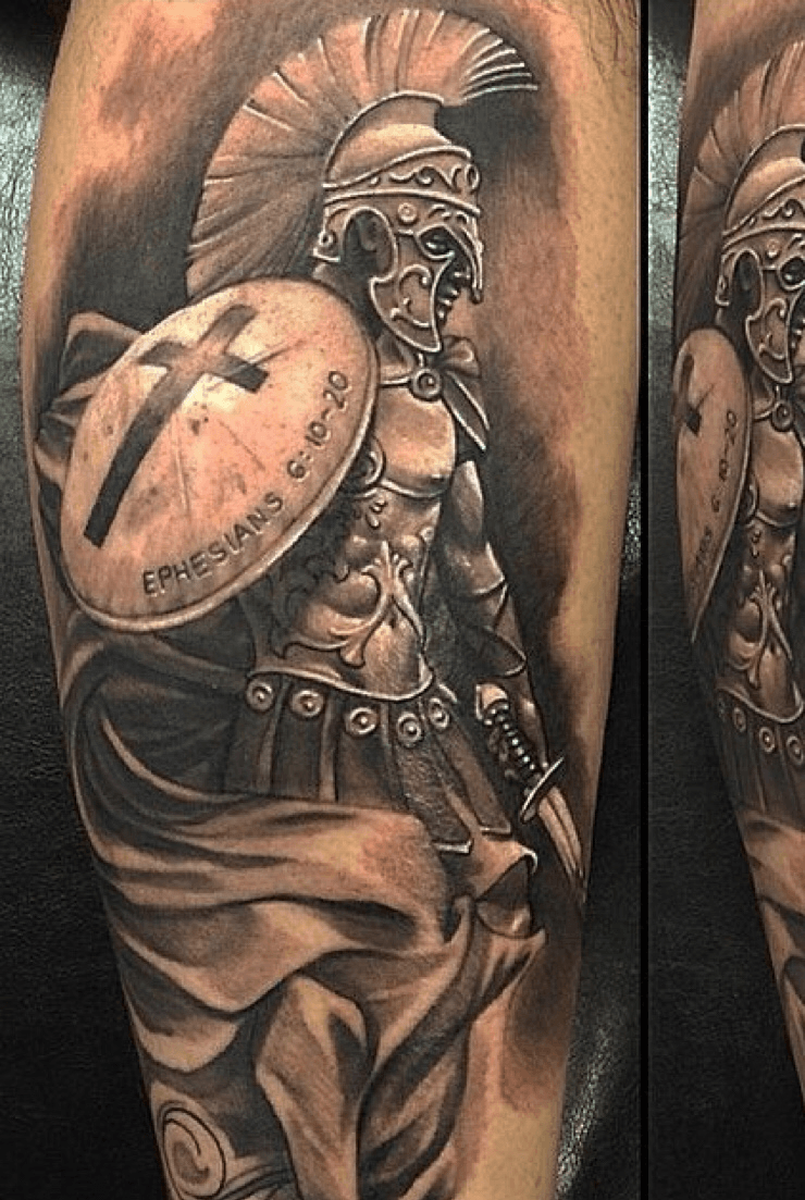 Spartan Christian Warrior Tattoo  Warrior tattoo Portrait tattoo Tattoos