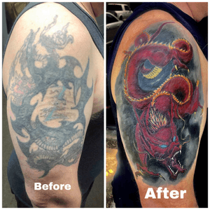 Cover up. After four sessions.  I love doing cover ups! 