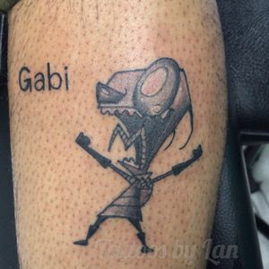 Invader Zim tattoo done yesterday Black n gray 