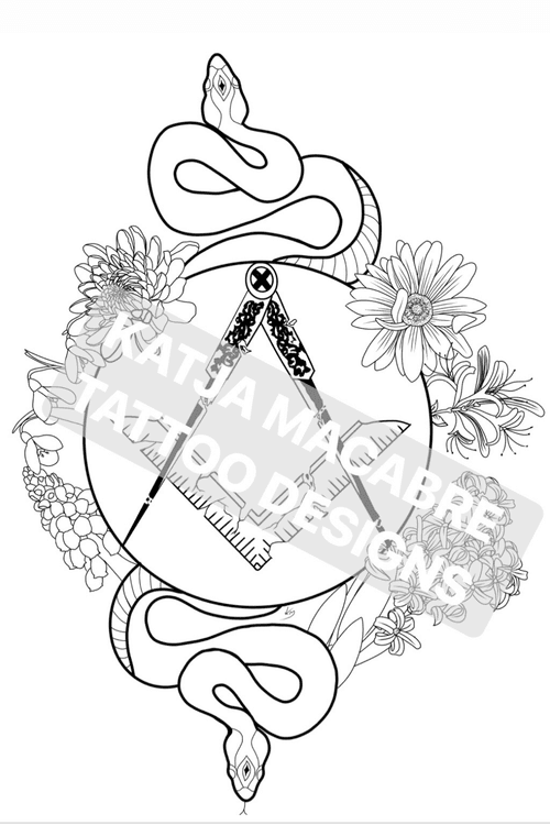 Tattoo uploaded by katja-anya • My tattoo design; representing my family history with the Free Masons. The broken nature representing hatred of mysogeny (which the FM were known for) and