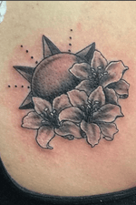 Little black and grey sun and flower piece 