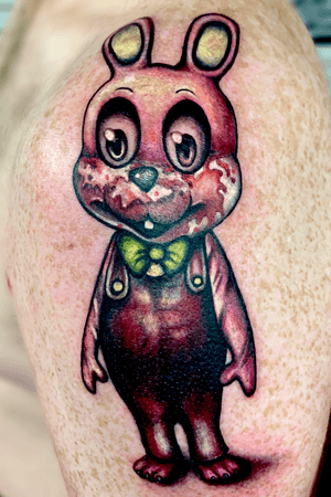 Robbie the Rabbit from Silent Hill tattoo by Kimmy Tan. 2019