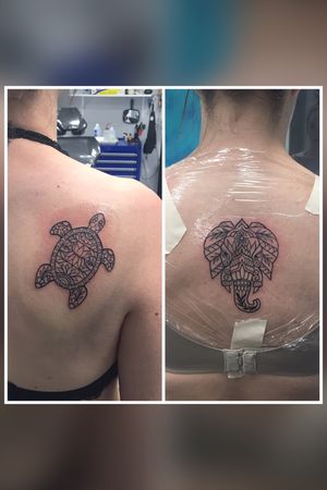 Just some outlines for ornamental animals. Adding shading and dotwork next session. 