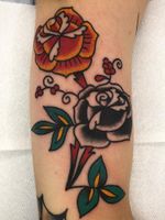 Traditional rose tattoo by Jeff Sypherd #JeffSypherd #traditionalrosetattoo #traditionalrose #rosetattoo #traditionaltattoo #traditional #flower #floral #plant #color
