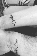 Pulse tattoo. #heart #pulse #linework #love #couplestatoo #line #reno #matching #tattooideas #yogatattoos