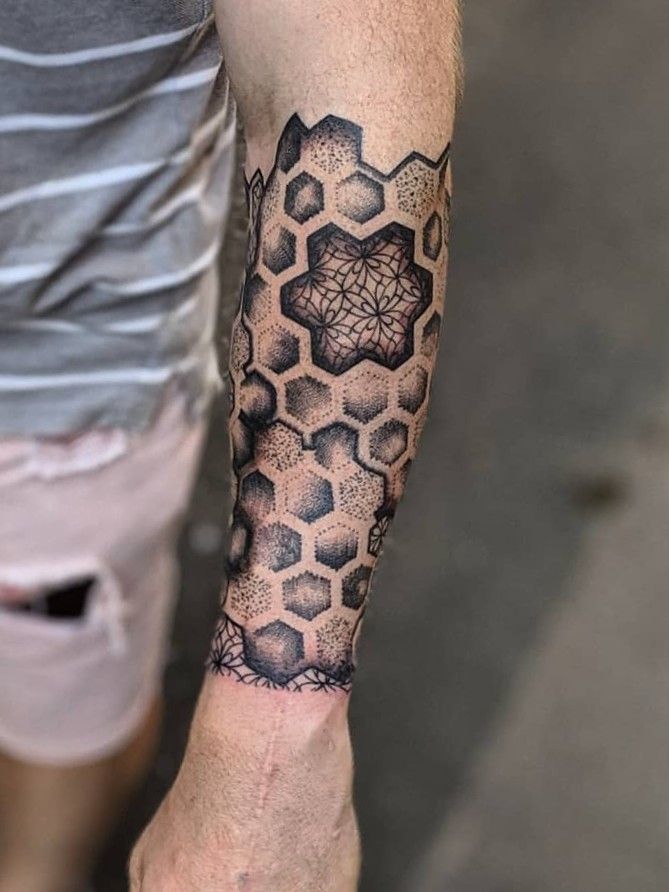 Tattoo uploaded by Jonny Saunders • Geometric dotwork half sleeve More  photos and videos on my Instagram at @jonnysaunders8 • Tattoodo