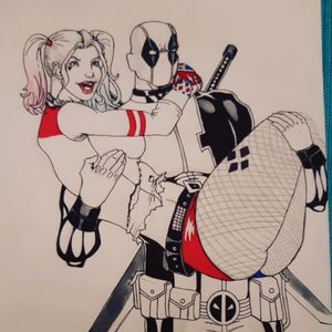 Just a simple drawing of Harley Quinn and Deadpool. #Deadpool #harleyquinn #comic #crossover #idea Disclaimer: I am not a tattoo artist, I am just an illustrator hoping to give a bit of an idea to those looking for tattoos.