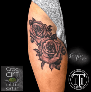 A very beautiful tattoo done today by me at @indelible_ink_tattoos for @chlo_harrison13 Thank you for sitting like a champ!! Even laughing at me because it tickled 😂 Proudly sponsored by @mania_tattoo_supplies @crocarttattoocare #tattoo #tattoos #indelibleink #rose #rosetattoo #blackandgrey #blackandgreytattoo #ezpen #dynamicblack #realismtattoo #realism #yayofamilia