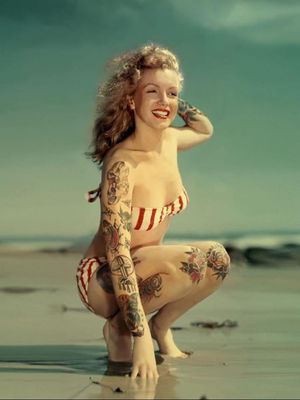 Marilyn Monroe tattooed by Cheyenne Randall aka Indiangiver #CheyenneRandall #Indiangiver #NewYork #Brooklyn #tattooedtravels #tattooideas #tattooshop #tattoostudio #travel #tattoos
