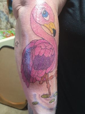 Wow, what a day this was. My first large-ish colour piece. Had a lovely lady sit like a trooper through this one.#flamingotattoo #colourtattoo #sacredchaosink #radiantcolours #solidink #dynamicink #dragonhawktattoosupply #hustlebutter #hustlebubbles #hurricanepowersupply #mastcartridges #evocartridges #mastpen