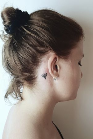 Behind ear tattoo. Custom design.