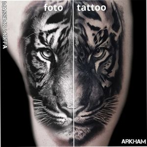 #tigertattoo #blackandgrey #realistic #arkhamtattooart #massimomoffa #photorealism #tattooist #ink 