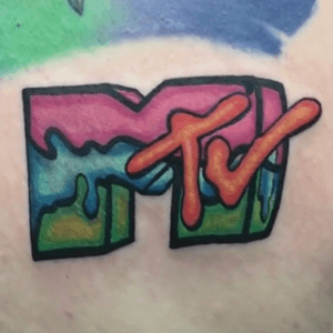 80’s mtv logo color tattoo