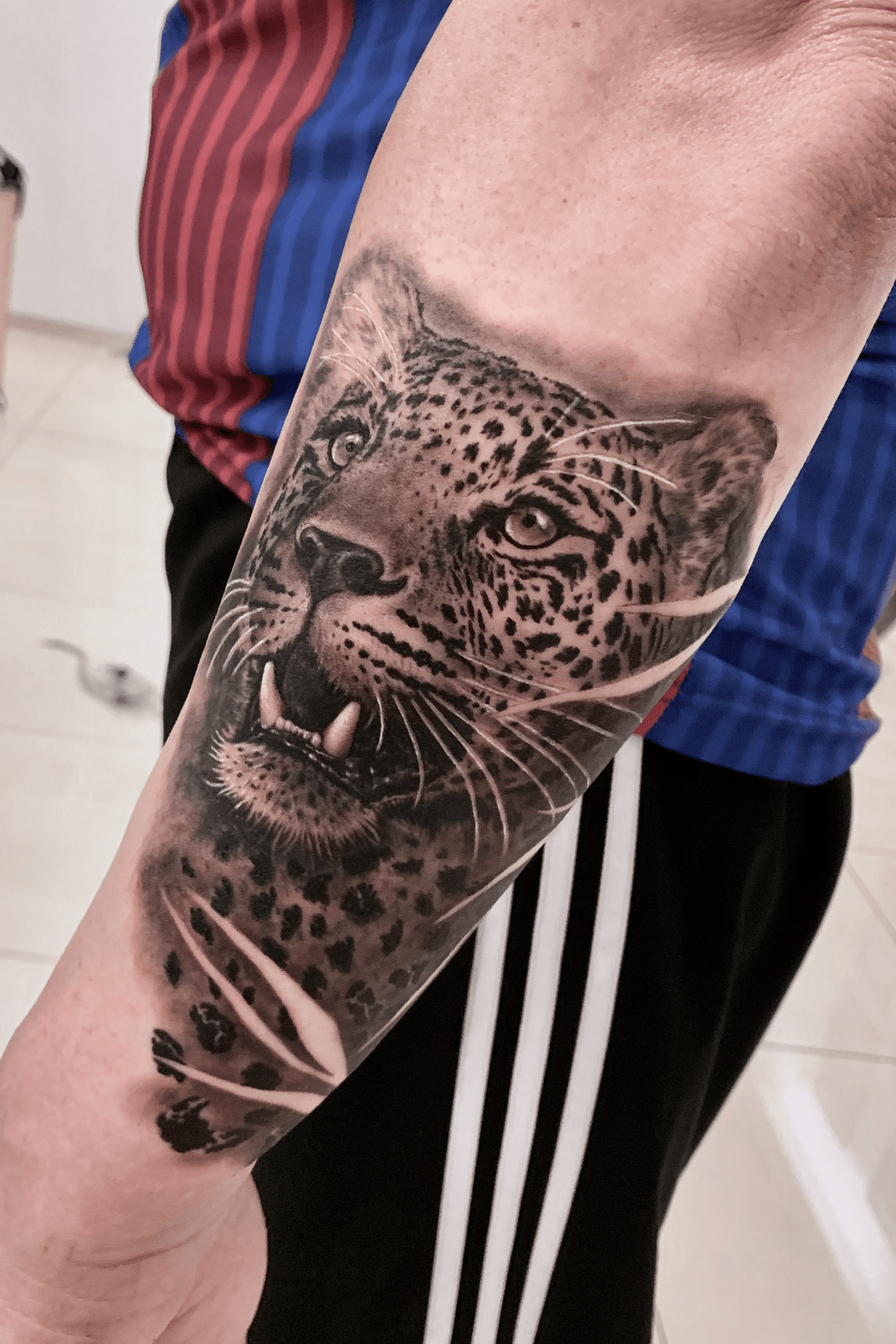 Realistic leopard tattoo in progress  Leopard tattoos Sleeve tattoos  Tattoo designs