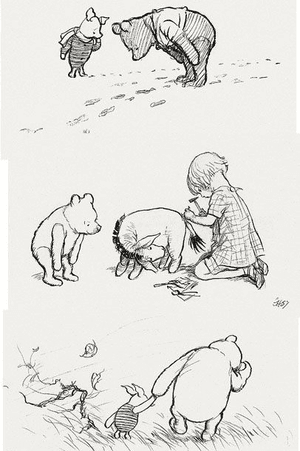 E.H. Shepard Winnie the Pooh drawings #winniethepooh #piglet #eeyore #christopherrobin