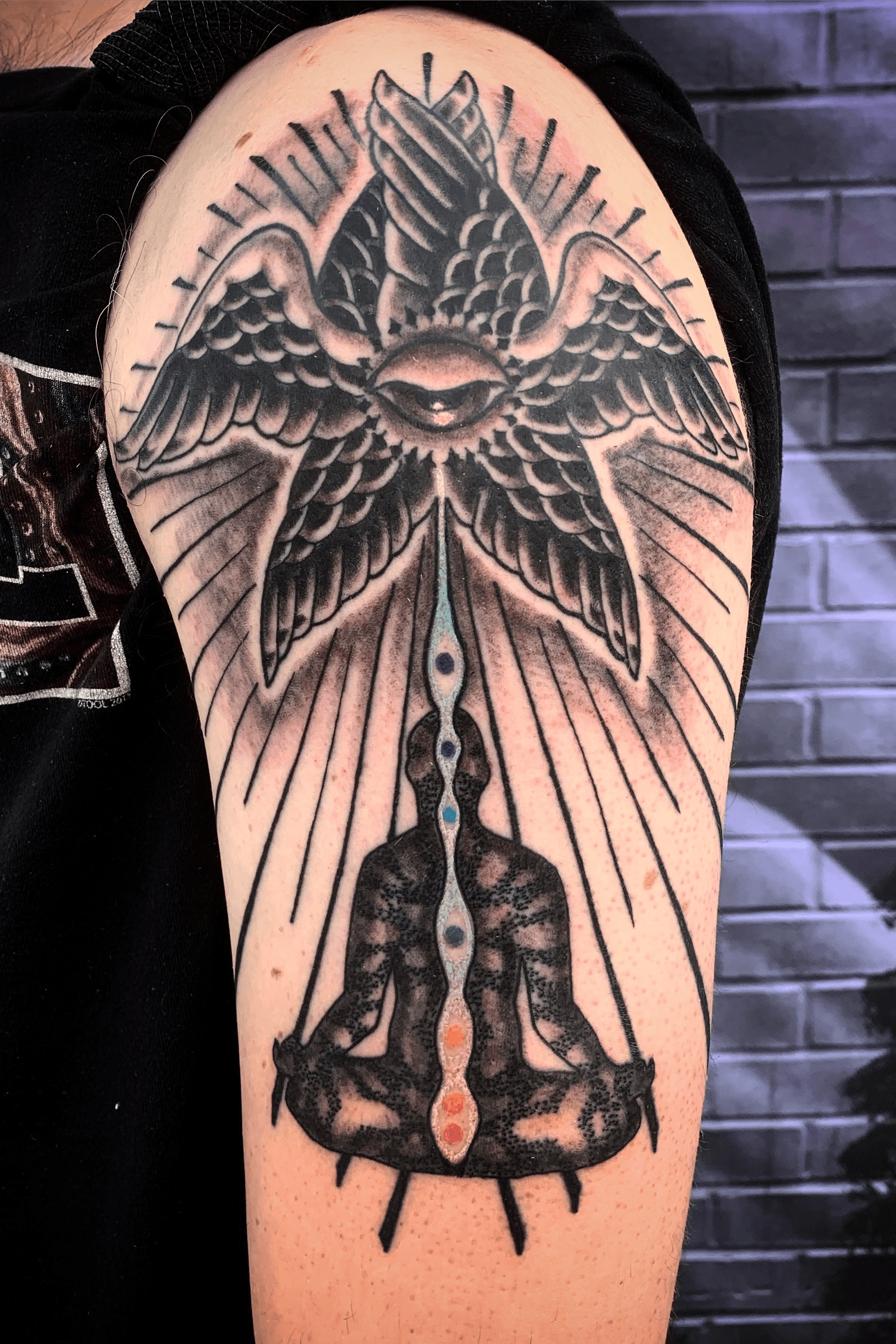 Fresh and healed Seraph for a rad customer made by me at Black Heart Tattoo  in San Francisco  rtraditionaltattoos