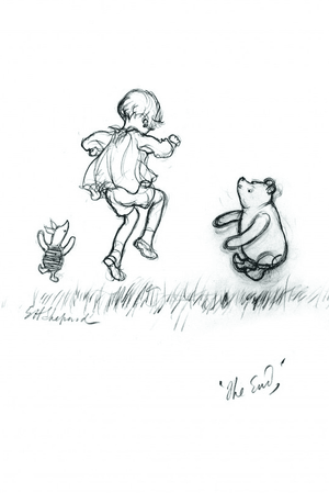 E.H. Shepard Winnie the Pooh drawing #winniethepooh #piglet