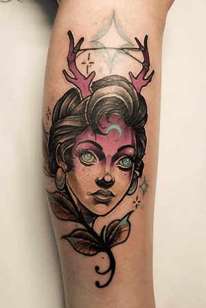 Fawn girl, won first place small colour at Ink & Iron tattoo convention 