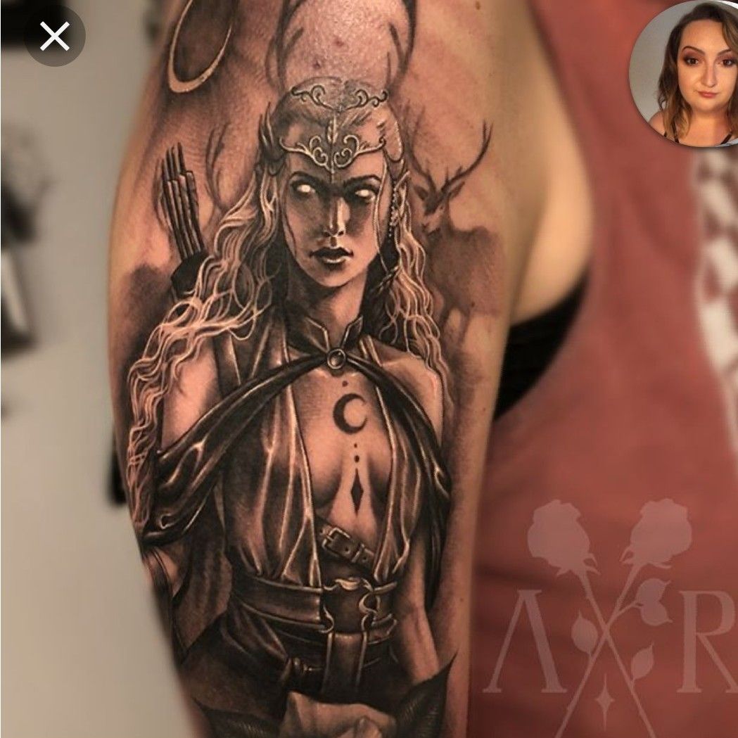 greek mythology tattoos sleeve goddesses  greekmythologytattoossleevegoddesses  Tatuagem de artemis Tatuagens  gregas Tatuagem de bruxa
