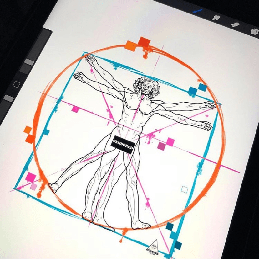 leonardo da vinci vitruvian man censored