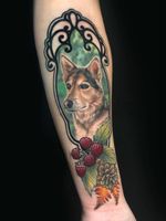 Dog tattoo by Megan Massacre #MeganMassacre #dogtattoos #dogtattoo #dog #animal #petportrait #pet #love #family