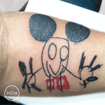 Mickey Mouse on my arm, tatted myself #mickeymouse #colorink