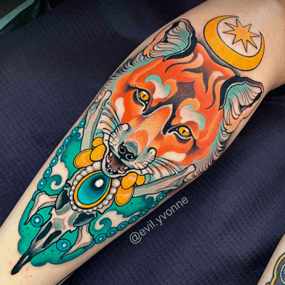 Tattoo by Evil Yvonne @iwona_kozlarzewska #foxtattoo #foxneotraditional #fox #foxneotrad #neotrad #neotraditional