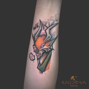 "We Rise"Voden from the video game "Gigantic". For any tattoo enquiry, please contact me directly on my new website:www.caledoniatattoo.com#voden #gigantic #videogametattoo #caledoniatattoo #scotland #graphictattoo #tattoouk #graphic #edinburghtattoo #tttpublishing #ink #tattooartist #contemporarytattooing #taot #tattooer #inspirationtattoo #tattoodo #radtattoos #tttism #illustrationtattoo #geektattoo