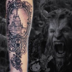 #castle from Beauty and Beast, tattoo done by Jio #blackline