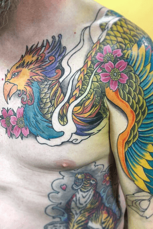 Phoenix in progress #japanesetattoo #phoenix