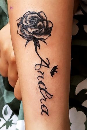 Fresh rose with name and tiny crown 