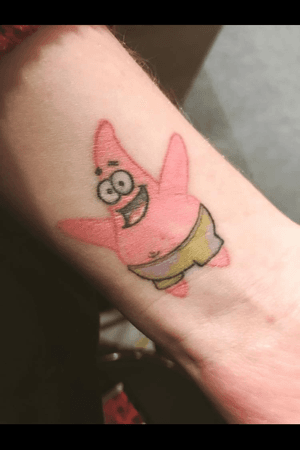 This was my first tattoo ever. I got Patrick Starr in honor of my dad who passed away when I was 10. We used to always watch Spongebob Squarepants together and Patrick was his favorite character.