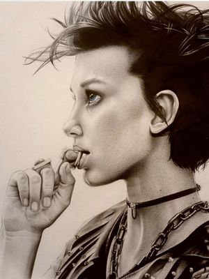 Finished original drawing of 11 from "Stranger Things"