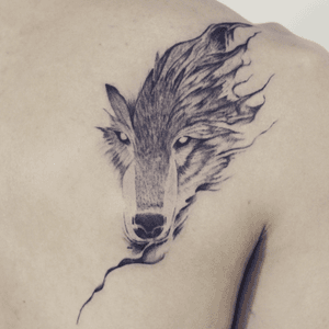 Wolf tattoo - Baan Khagee Tattoo Chiang Mai #wolf #blackwork #blackandgrey #blackworktattoo #btattooing #Tattoodo #onlyblackart #blxckink #blackworkers #tattooist #tattooartist #tattoostudiochiangmai #tattoochiangmai 
