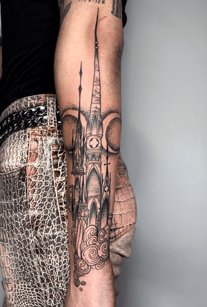 Castle tattooed done on Violet Chacki - booking.shainallen@gmail.com for appointment inquires 