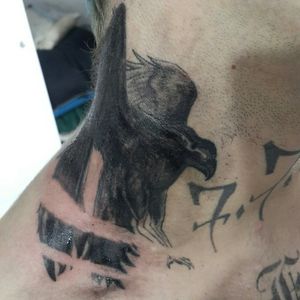 Crow#black #blackandgrey #blackandwhite #animal #crow #necktattoos #necktattoo #neck 