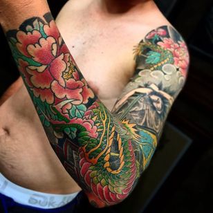 Japanese tattoo by Junior #Junior #Motorink #MotoinkFinestTattooing #Amsterdam #Amsterdamtattoo #Amsterdamtattoostudio #tattoostudio #tattooartists #tattooidea #besttattoo #cooltattoo #Japanese #sleeve #arm