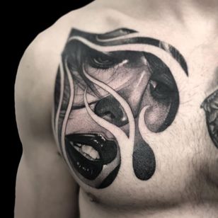 Breast tattoo by Celio #Celio #Motorink #MotoinkFinestTattooing #Amsterdam #Amsterdamtattoo #Amsterdamtattoostudio #tattoostudio #tattooartists #tattooidea #besttattoo #cooltattoo #lady #chest