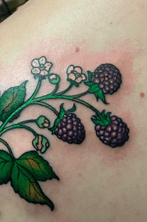 Close up of blackberry detail by Lucy LeNoir - @ApothicaLucy - >>>DM me on IG to book!<<< See you soon! Located in Houston, TX, Westheimer / Montrose area @VioletTigerTattooParlor