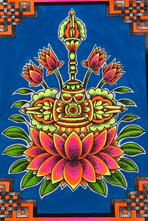 Watercolor of tibetan imagery 