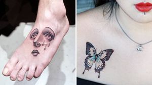 Foot tattoo by Ana Tattooer of ana and camille; chest tattoo by A.re_tattoo #A.retattoo #anaandcamille #anatattooer #TattoodoApp #TattoodoApptattooartist #tattooartist #tattooart #tattooidea #inspiringtattoo #besttattoo #awesometattoo