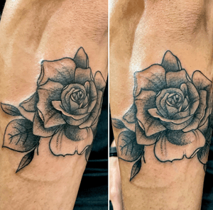 Fine line stippled rose by Lucy LeNoir - @ApothicaLucy - >>>DM me on IG to book!<<< See you soon! Located in Houston, TX, Westheimer / Montrose area @VioletTigerTattooParlor