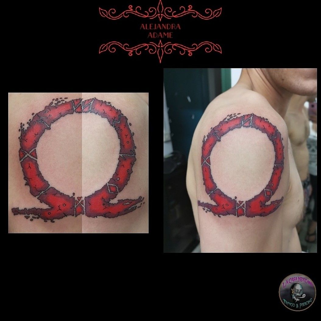 Caitlin on Twitter Pardon the blood But here is my new tattoo  The God of War Omega symbol based off of the newer GoW game the Norse  symbols carved into the symbol