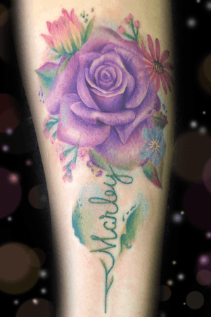 Watercolor purple rose 