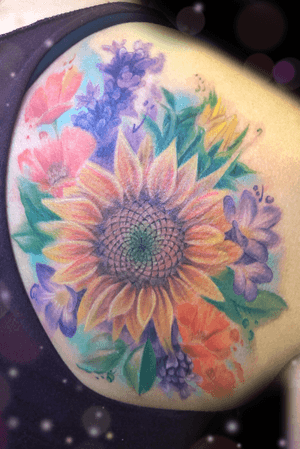 Watercolor sunflower 