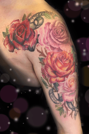 Watercolor/ realism roses and photo film 