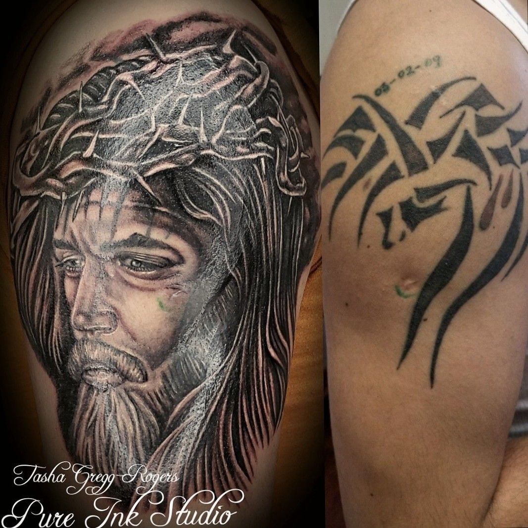 tribal jesus tattoo