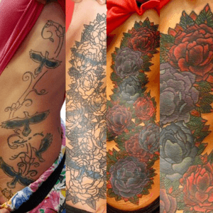 Left to right- cover up of old tattoo